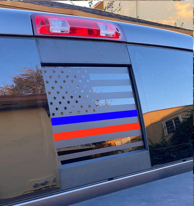 xinghe for Dodge Ram 2009 to 2024, American Flag Decals Stickers for Truck Back Middle Window, Matte Black USA Flag Decal - Image 1